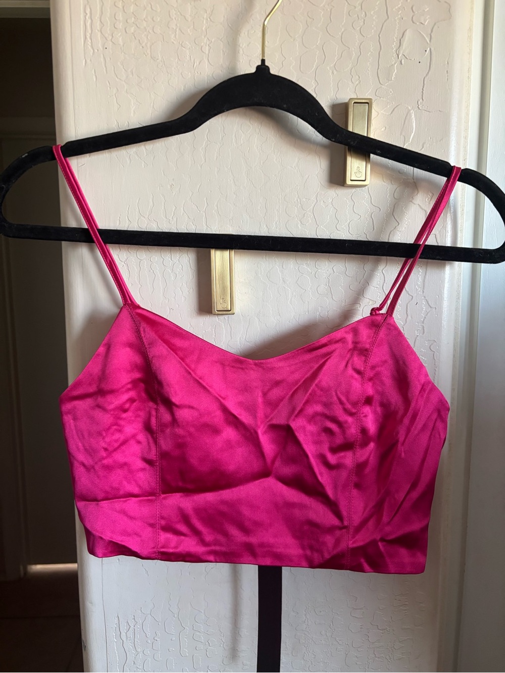 NWT House of Harlow Women’s Satin Crop Cami Top - Hot Pink, Size XS